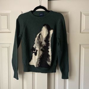 Boys wolf intarsia sweater from Gap kids. Large-size 10.